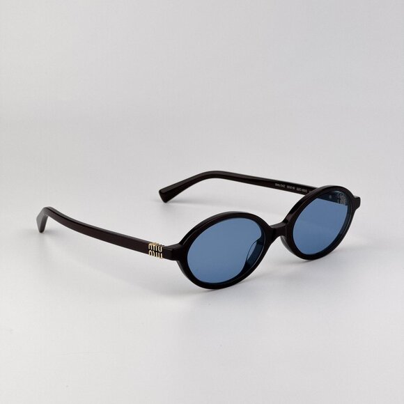 Miu Miu REGARD Women’s Oval Sunglasses – Moka Blue Model MU04ZS 22C60C AUTHENTIC main image 6